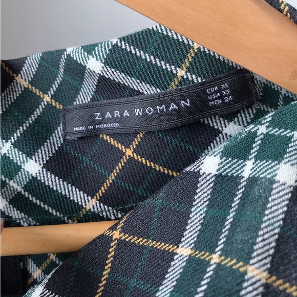 ZARA Dark Green Plaid Maxi Dress XS A-Line - Picture 3 of 4